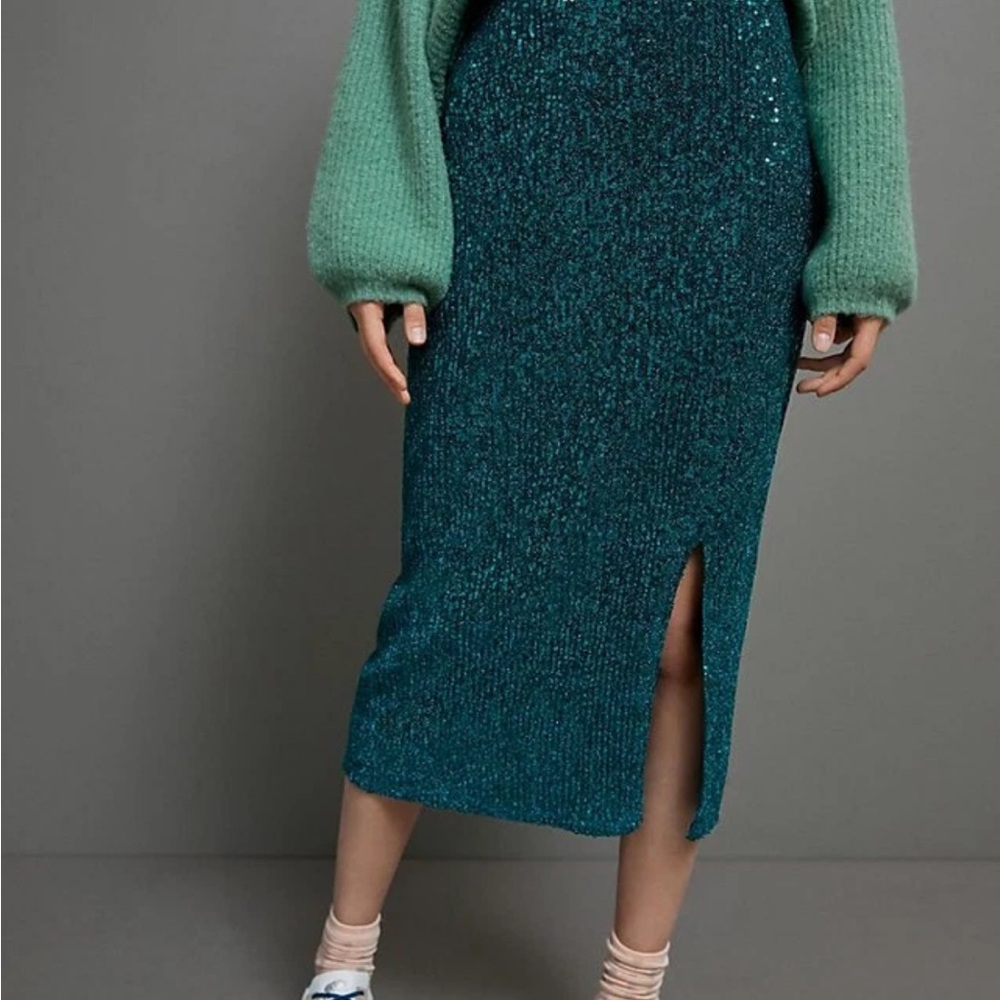 Anthropologie Sequin Midi Skirt
